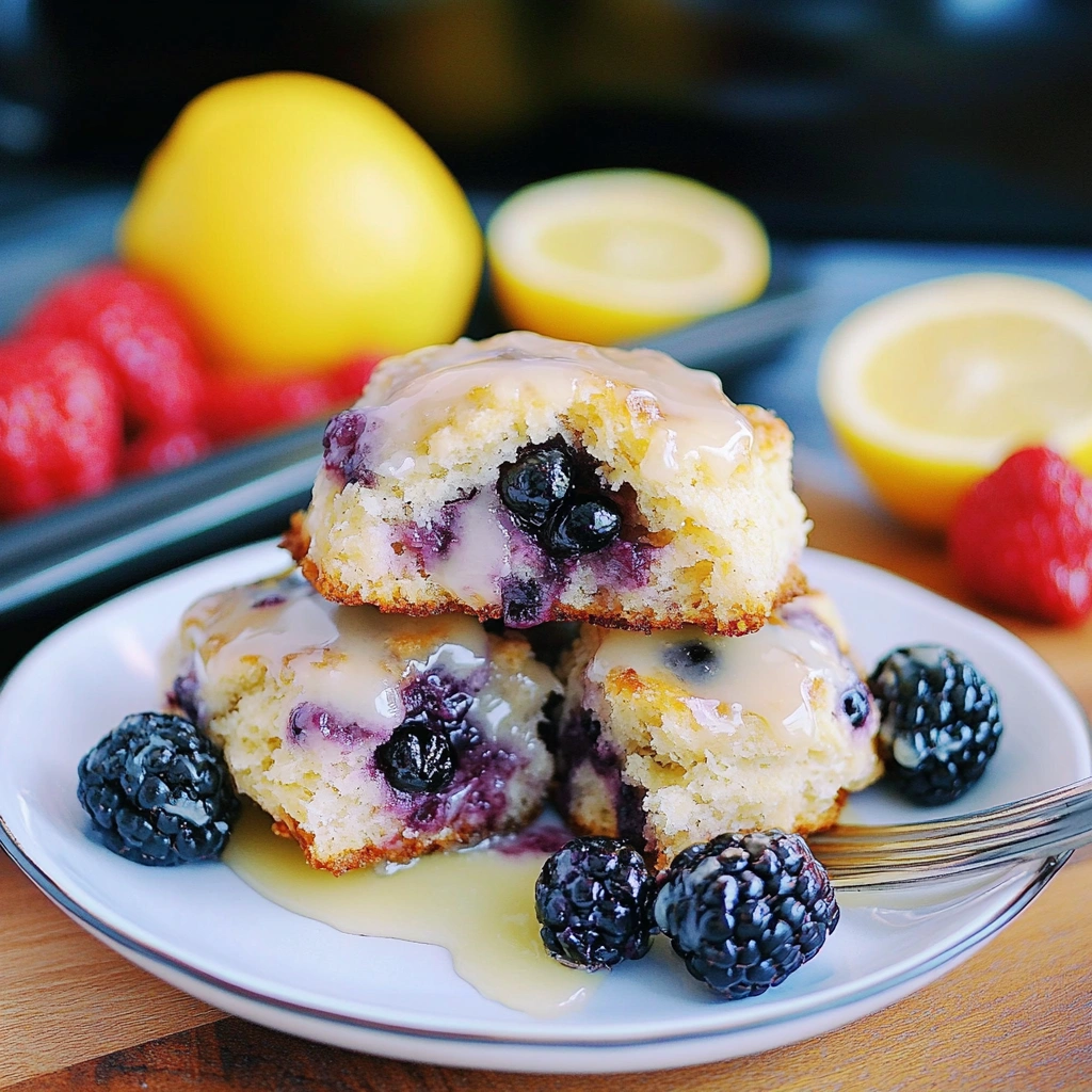 Blackberry Buttermilk Biscuits with Lemon Glaze