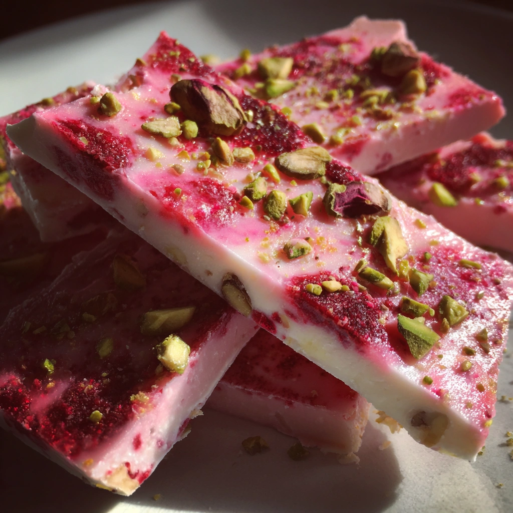 Frozen Hibiscus Raspberry Yogurt Bark