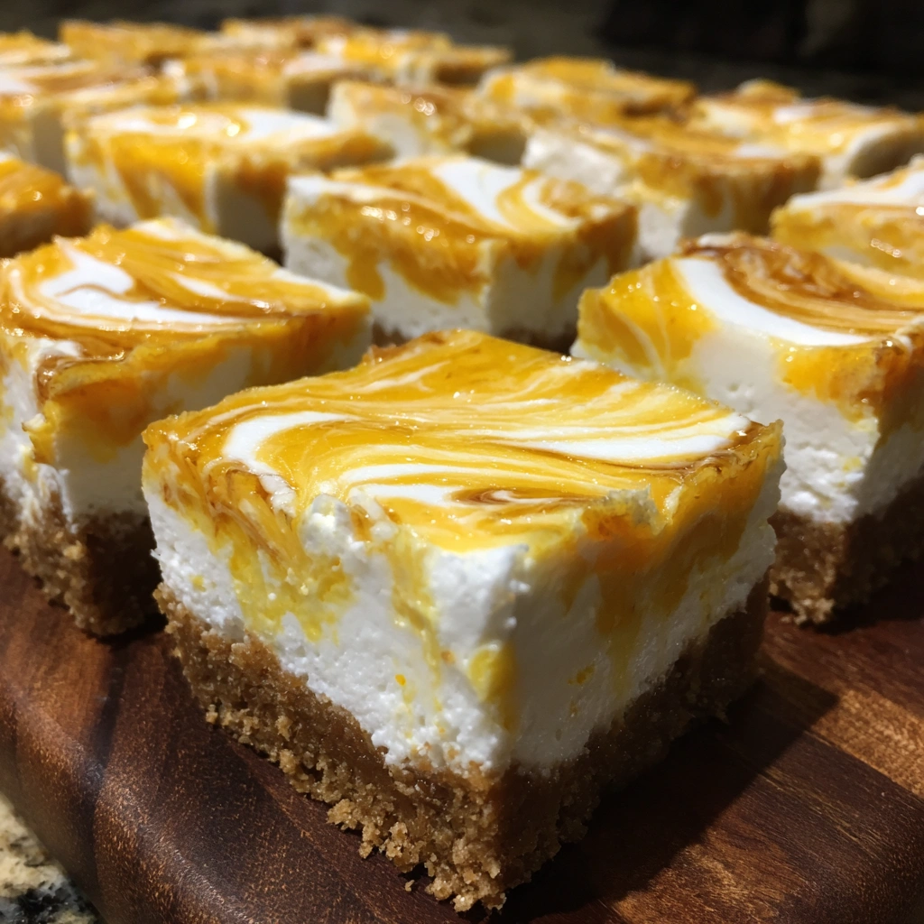 Frozen Mango Cheesecake Swirl Bars