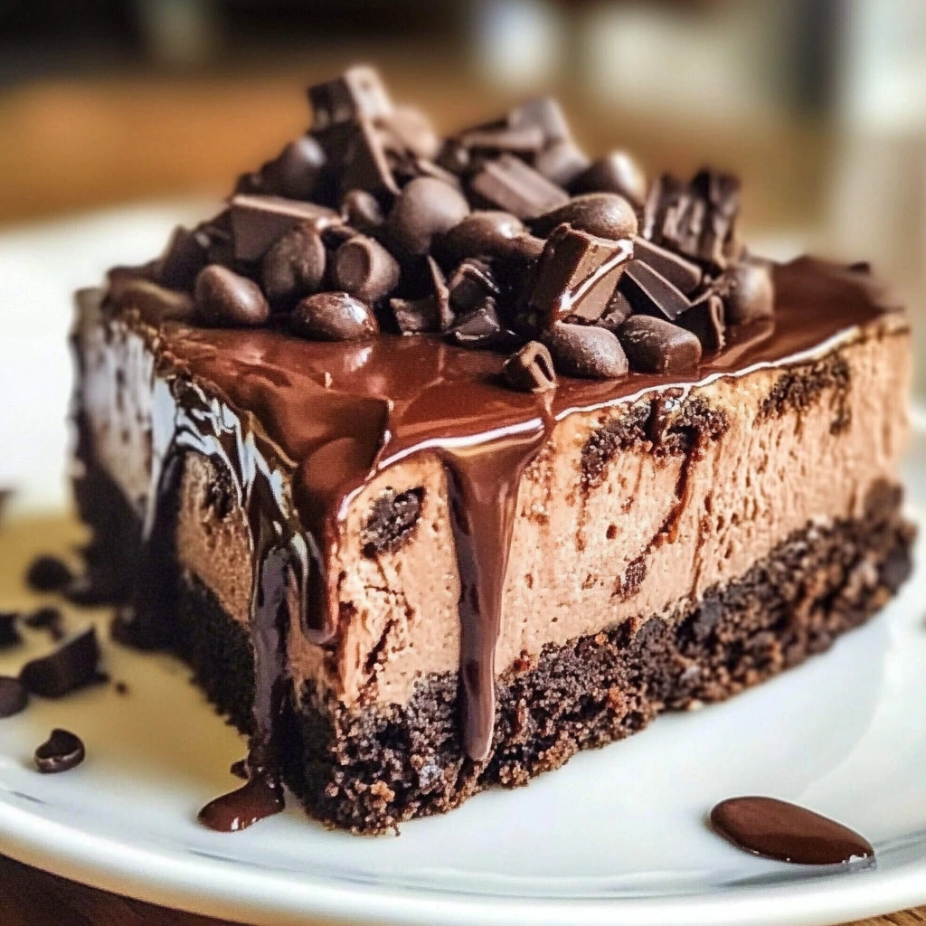 Fudge Brownie No-Bake Cheesecake