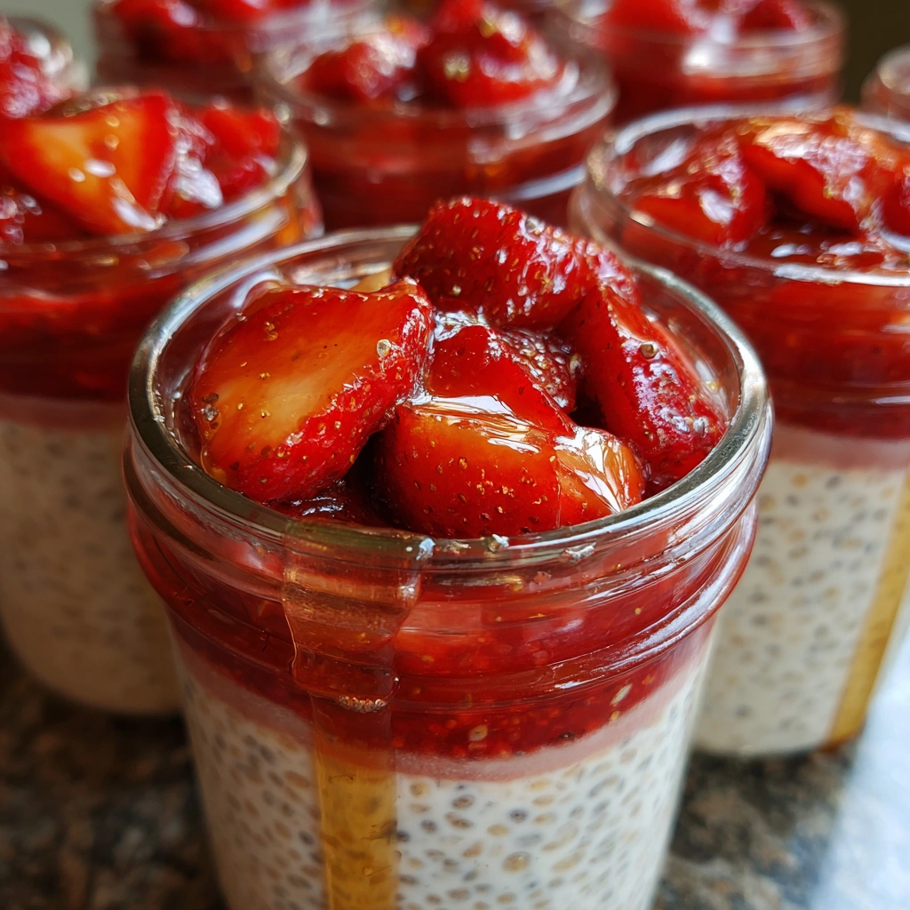 Healthy Strawberry Chia Pudding Breakfast Jars