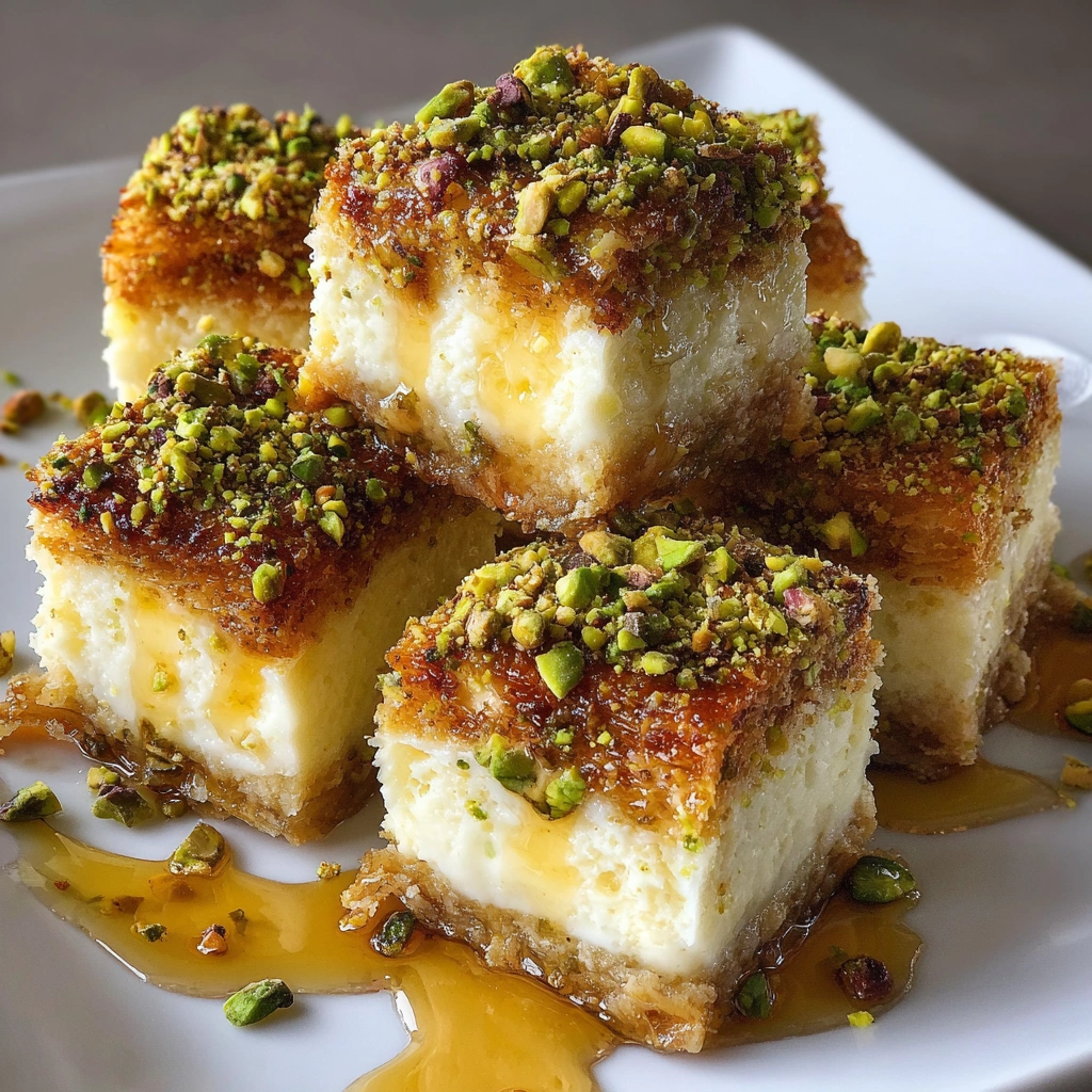 Mini Pistachio Baklava Cheesecake Squares