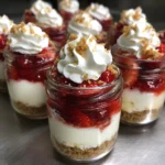 Mini Strawberry Rhubarb Cheesecake Jars