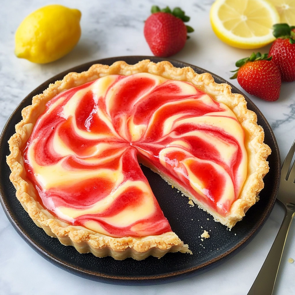No-Bake Strawberry Lemon Swirl Tart