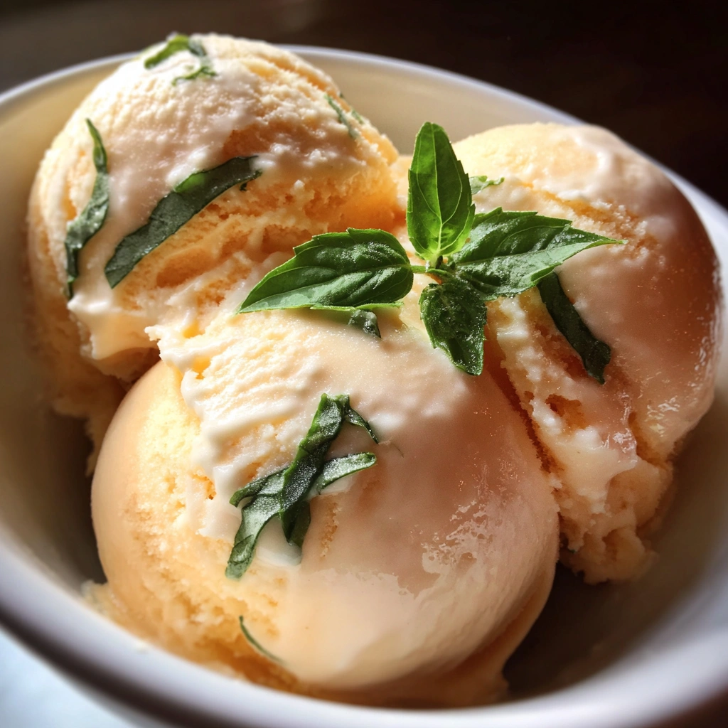 Peach Basil Frozen Yogurt