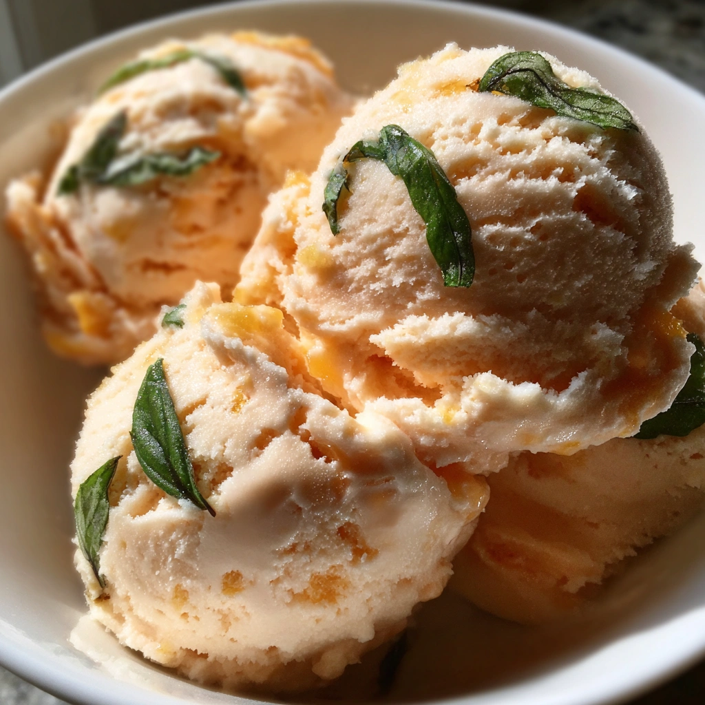 Peach Basil Frozen Yogurt