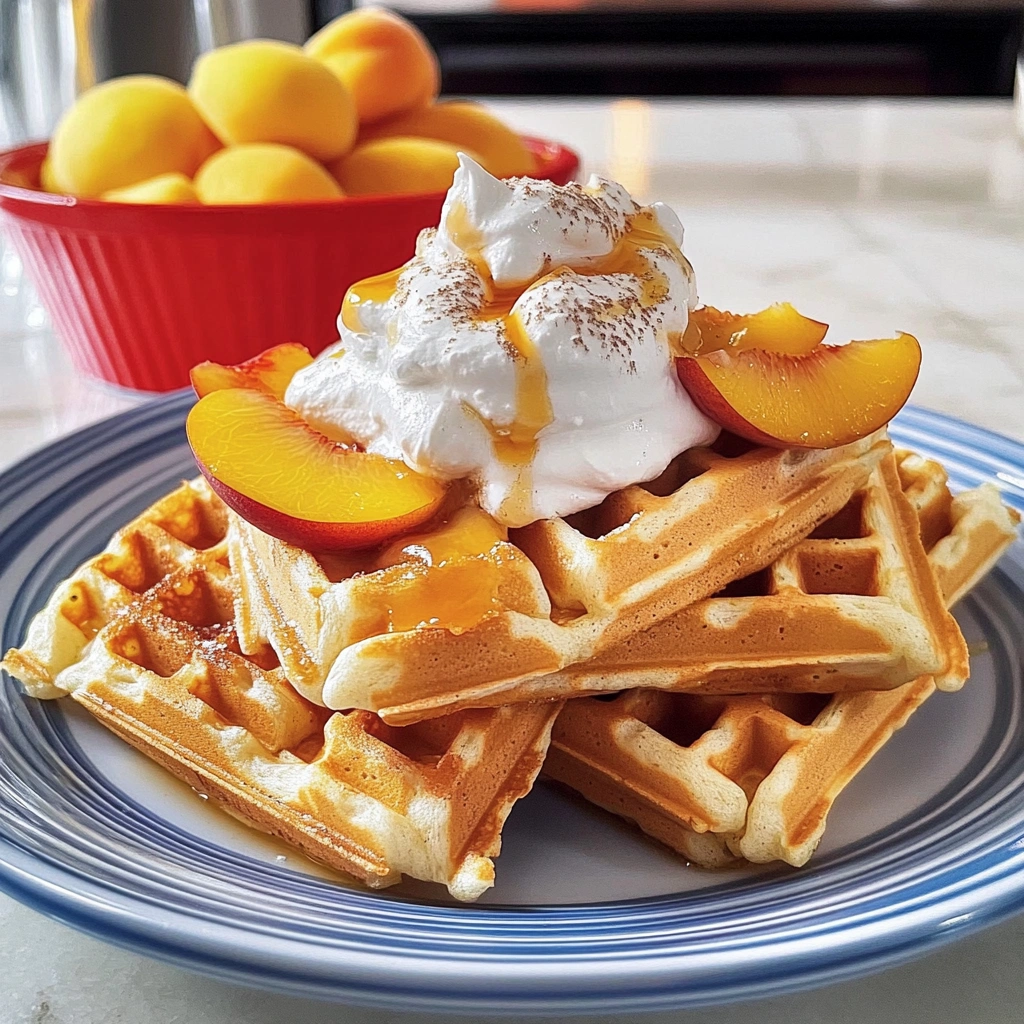 Peaches and Cream Waffle Dippers