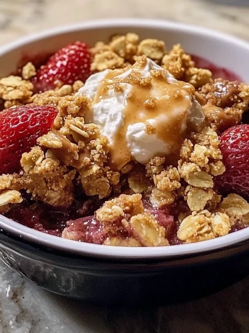 Peanut Butter And Strawberry Crisp
