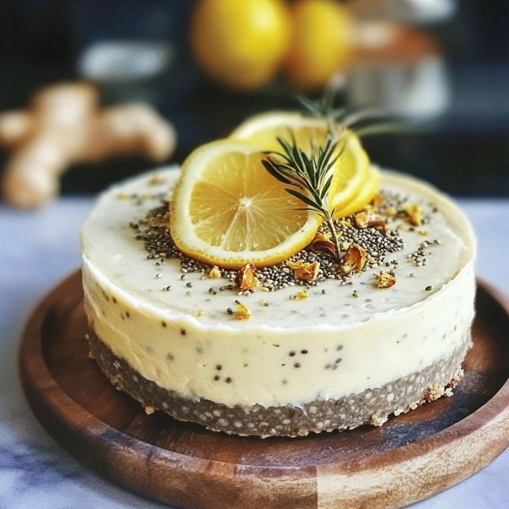 Raw Lemon Ginger Chia Cheesecake