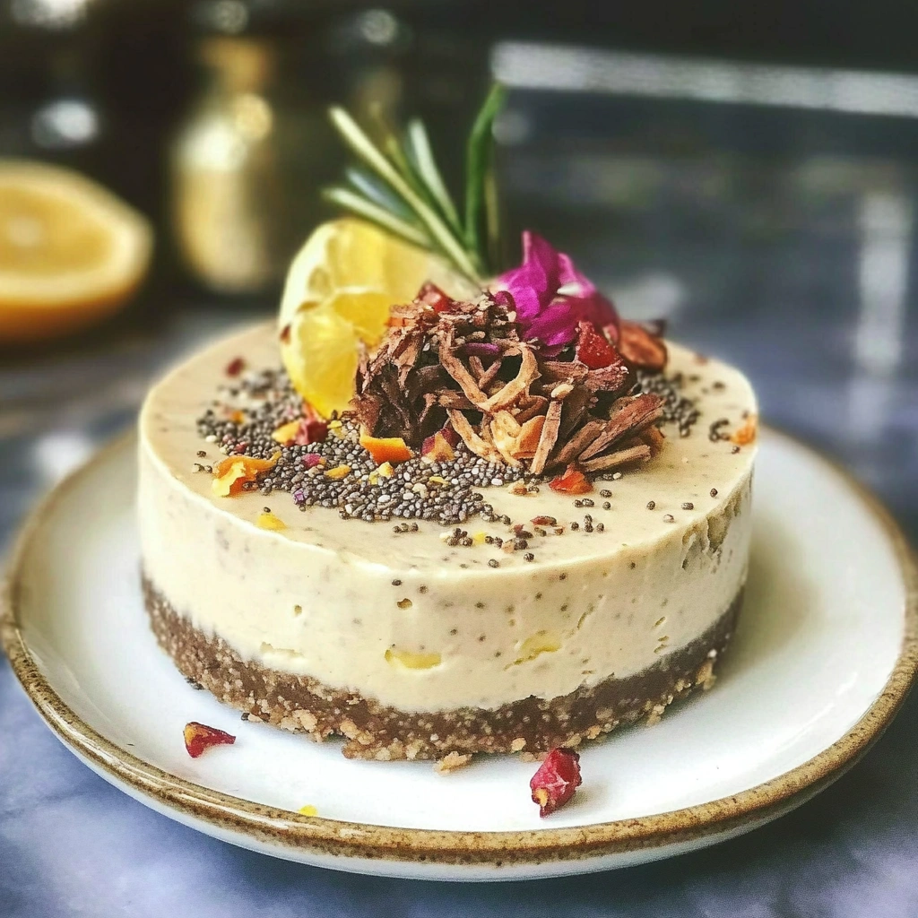 Raw Lemon Ginger Chia Cheesecake