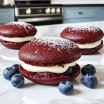Red Velvet Whoopie Pies with Blueberries