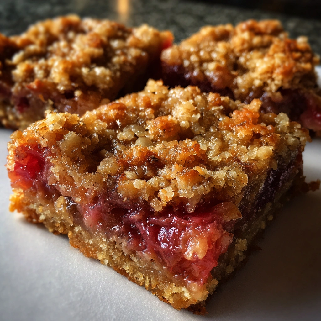 Rustic Rhubarb Crumble Bars