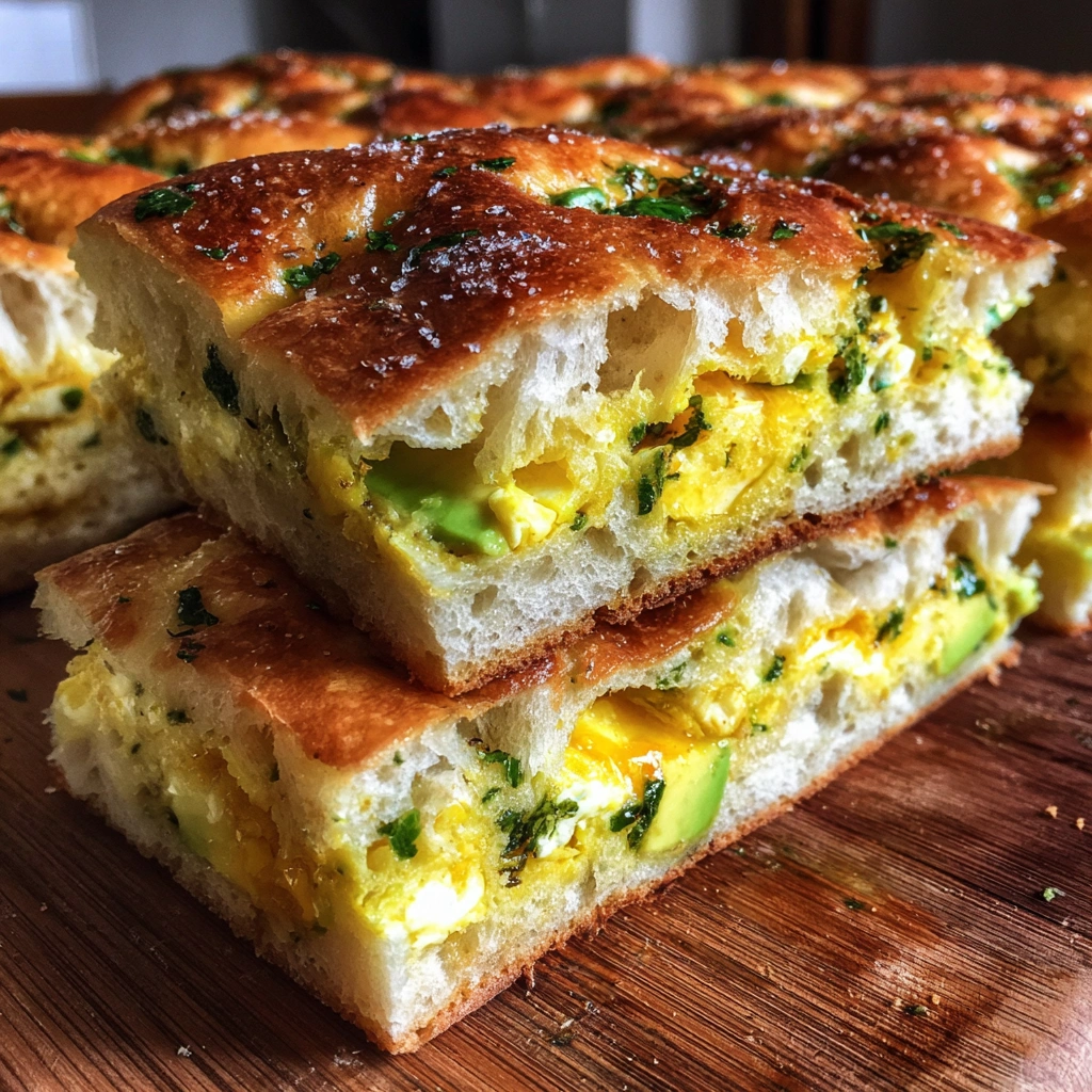 Sourdough Focaccia Breakfast Sandwiches with Herbed Egg