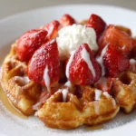 Strawberry Cream Mochi Waffles