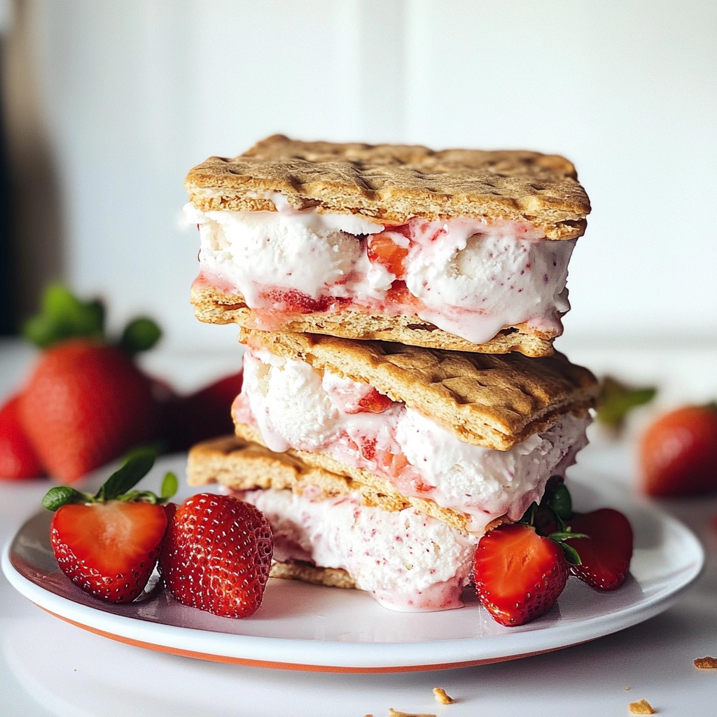Strawberry Greek Yogurt Ice Cream Sandwiches