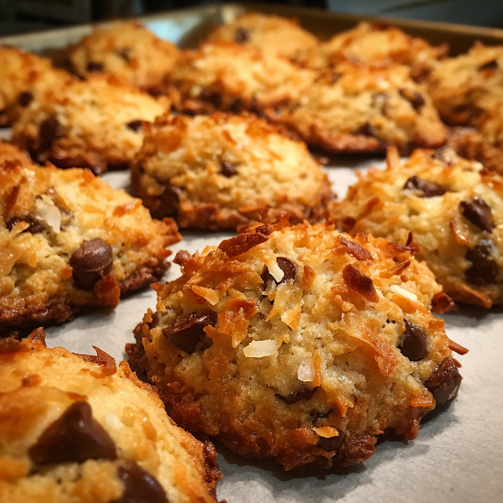 Toasted Coconut Chocolate Chip Tahini Cookies