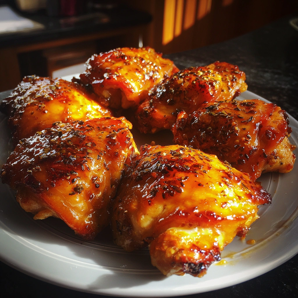 Apricot BBQ Glazed Chicken Thighs