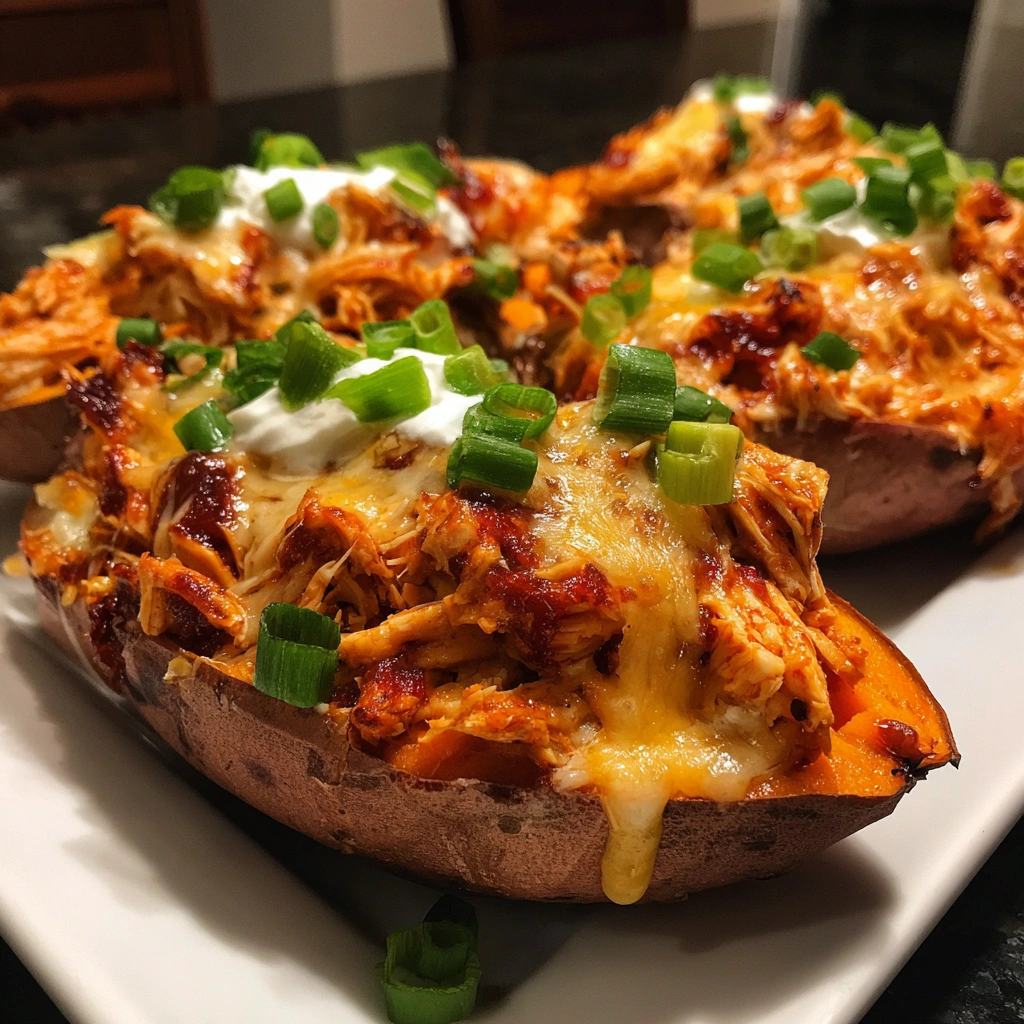 BBQ Chicken Stuffed Sweet Potatoes