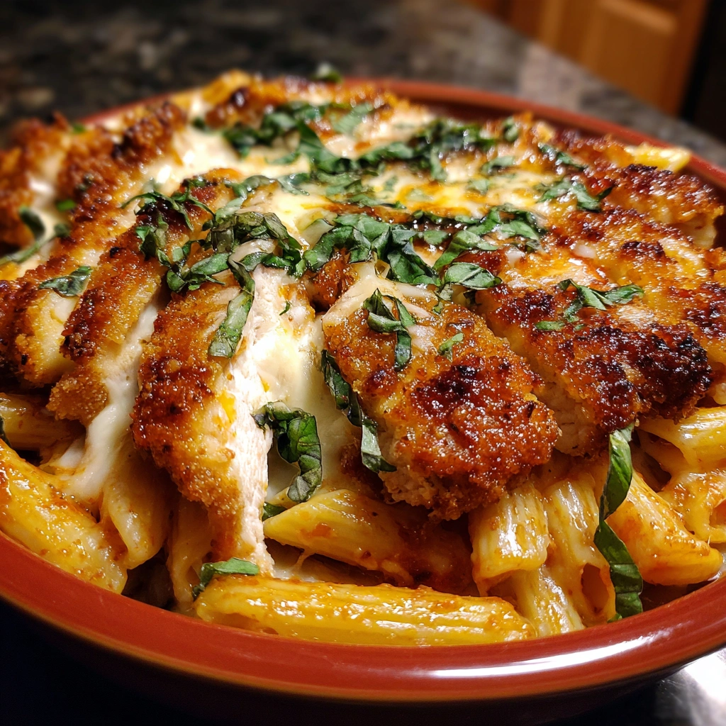 Baked Chicken Parm Pasta Bowl