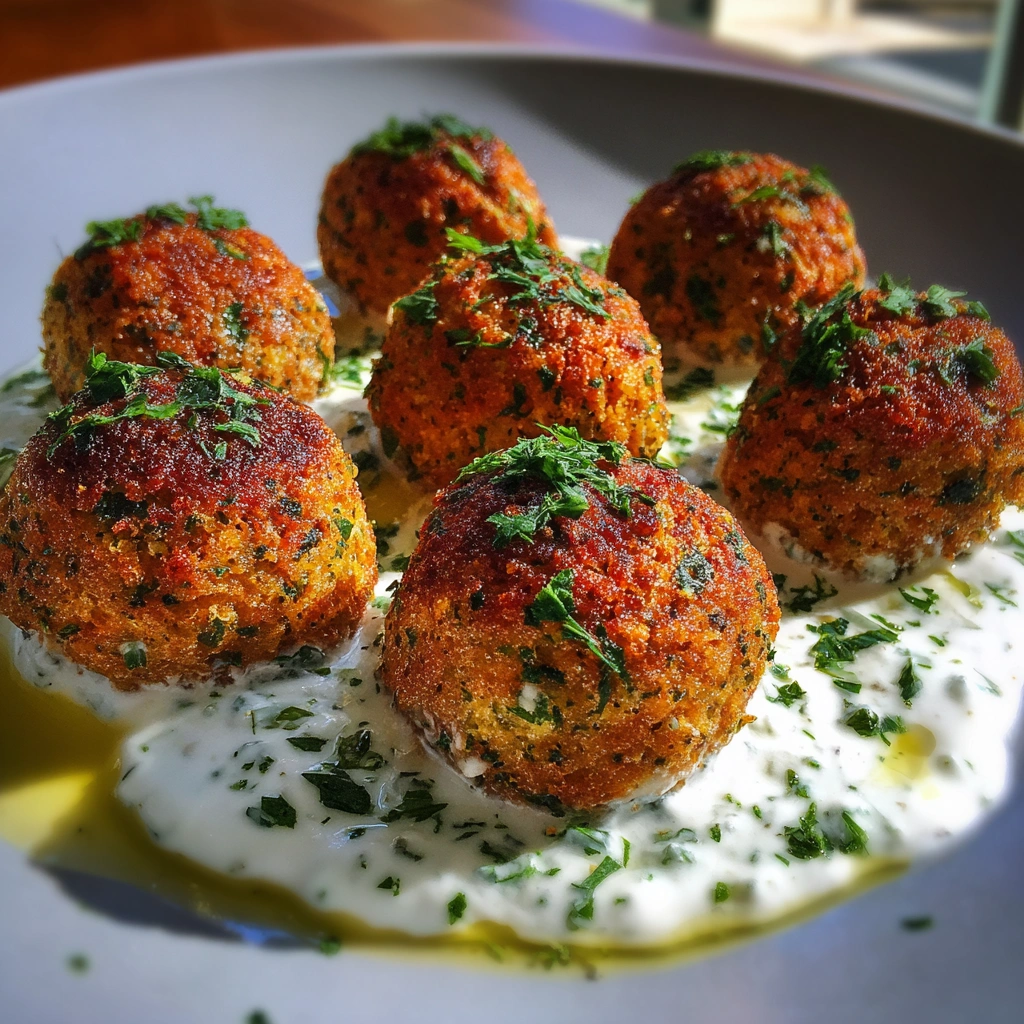 Baked Falafel Snack Balls with Tzatziki