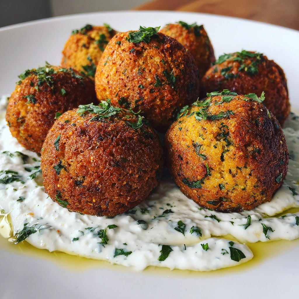 Baked Falafel Snack Balls with Tzatziki