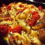 Baked Feta Pasta Shells with Roasted Cherry Tomatoes