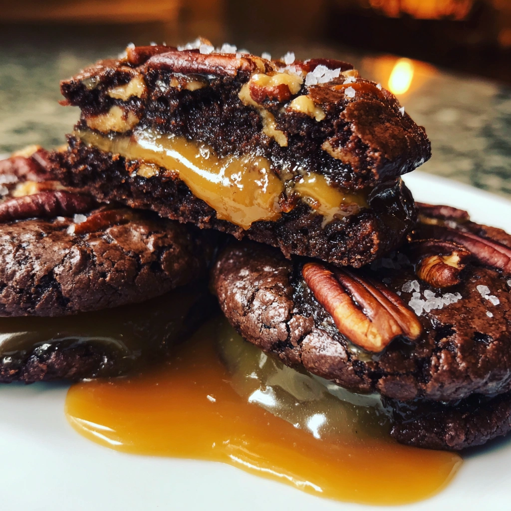 Caramel Pecan Brownie Cookie Sandwiches
