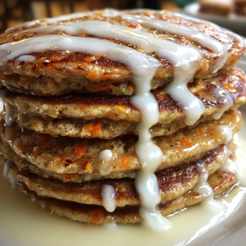 Carrot Cake Pancakes with Cream Cheese Drizzle