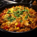 Cheesy Chicken Taco Rice Skillet