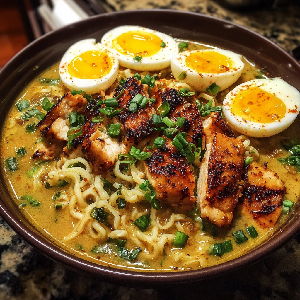Chicken Ramen with Creamy Garlic Sauce