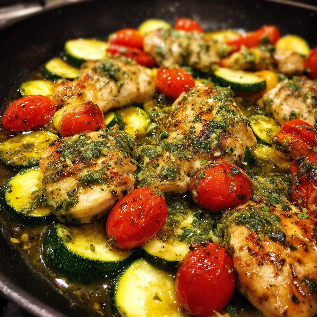 Chicken Zucchini Pesto Skillet Dinner
