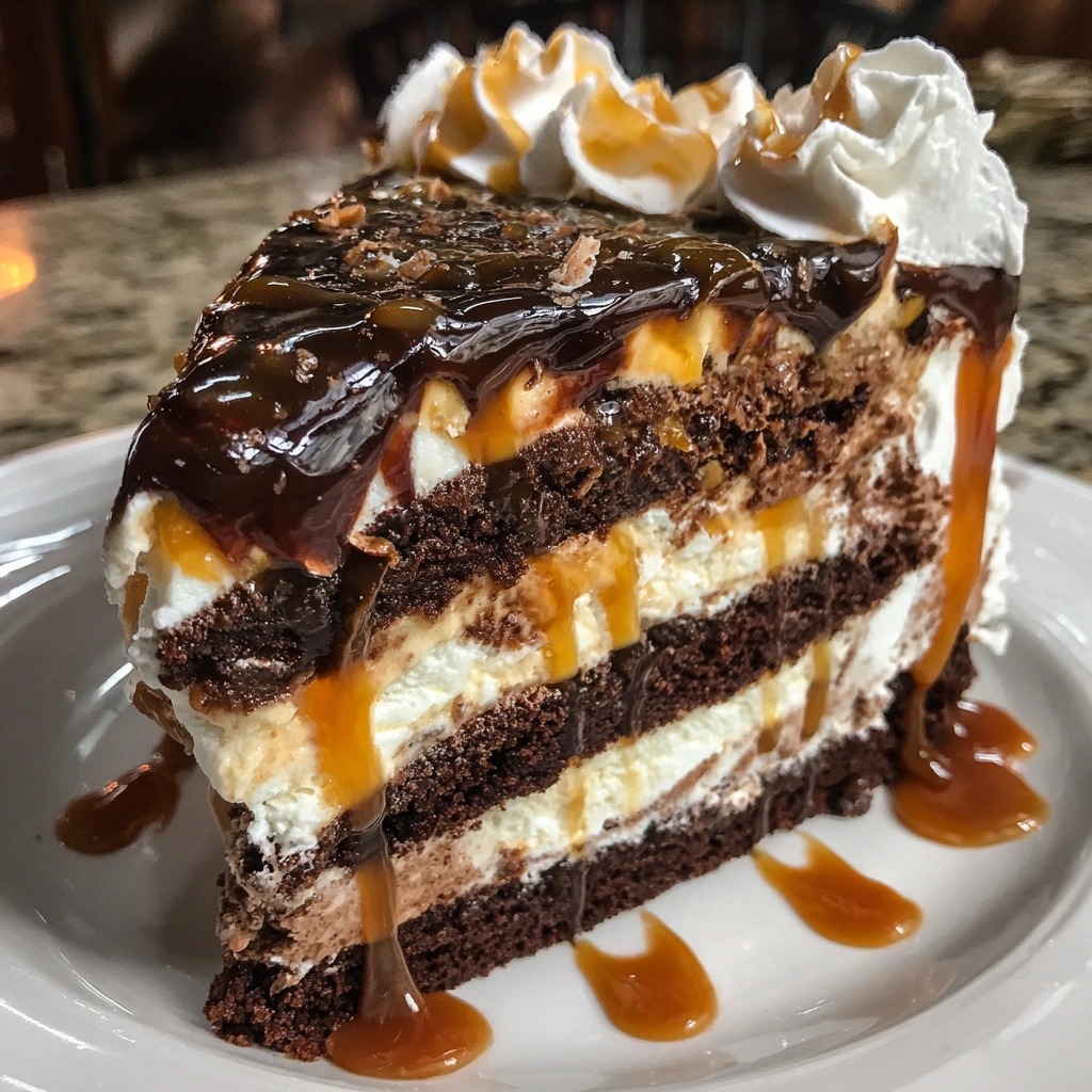 Chocolate Caramel Swirl Ice Cream Cake