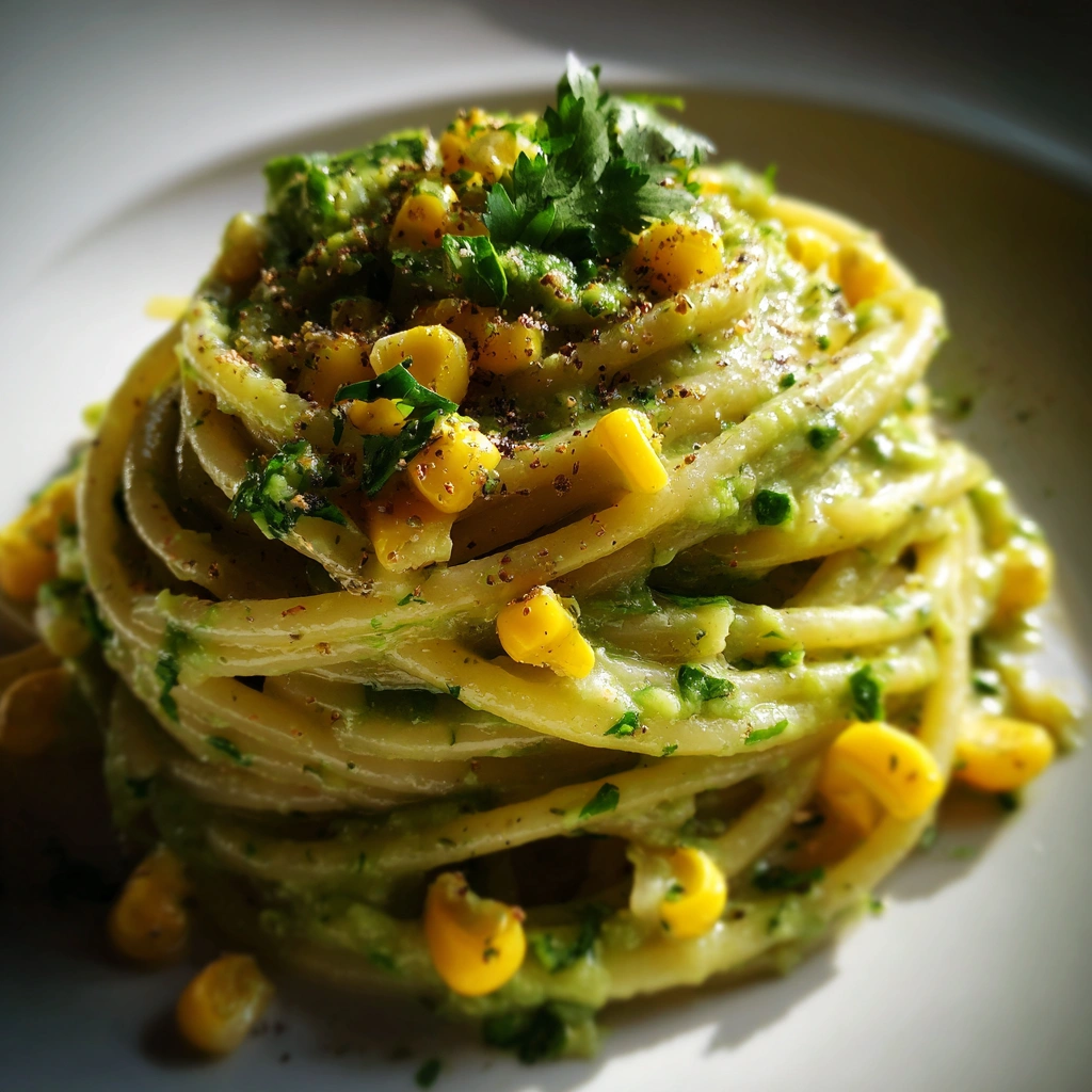 Creamy Avocado Pasta with Corn & Lime