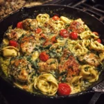 Creamy Pesto Chicken Tortellini Skillet