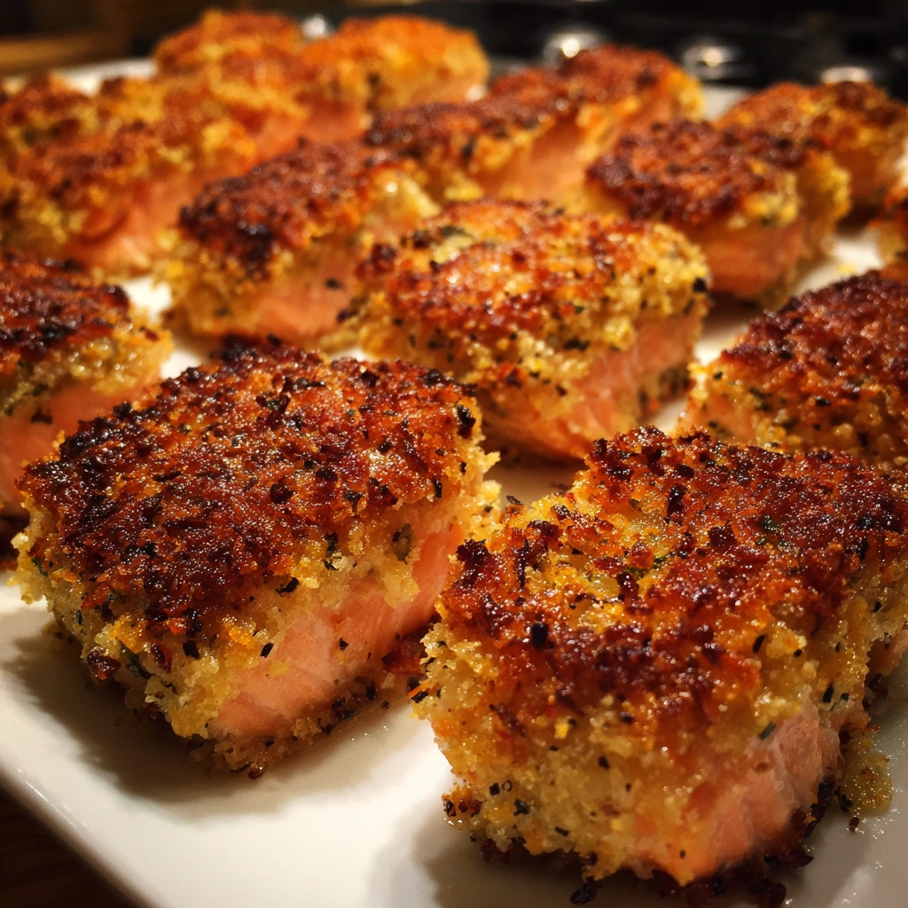 Crispy Parmesan Crusted Salmon Bites
