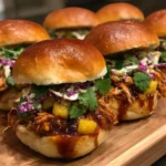 Crockpot BBQ Pineapple Chicken Sliders