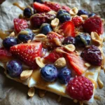Frozen Greek Yogurt Bark with Peanut Butter & Berries