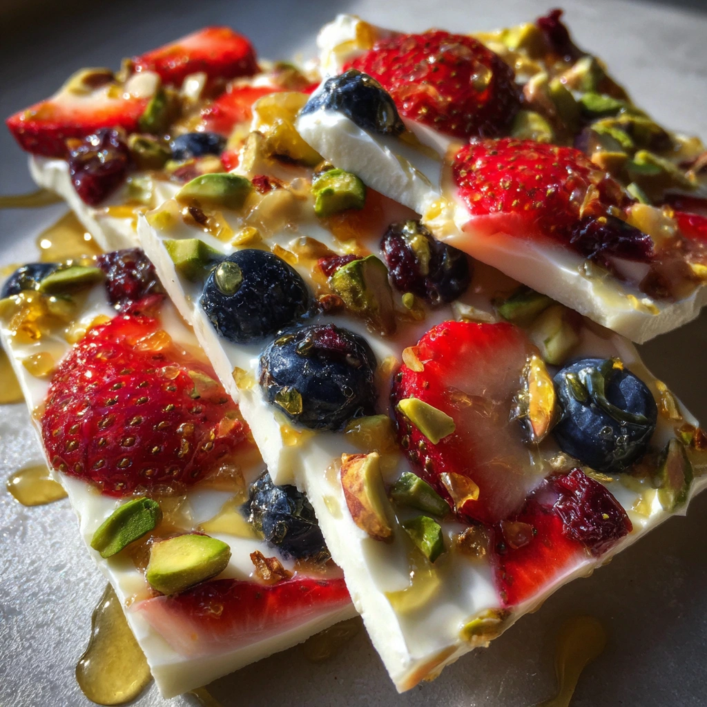 Frozen Yogurt Bark with Honey and Pistachios