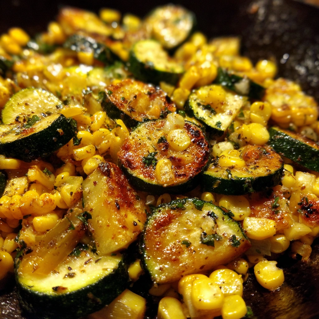 Garlic Butter Zucchini Corn Skillet