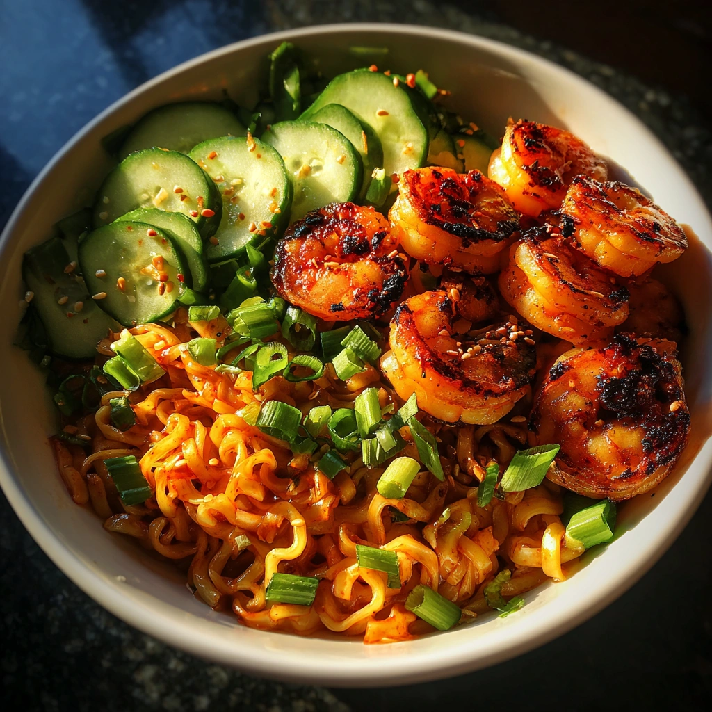Gochujang Noodle Bowls with Grilled Shrimp
