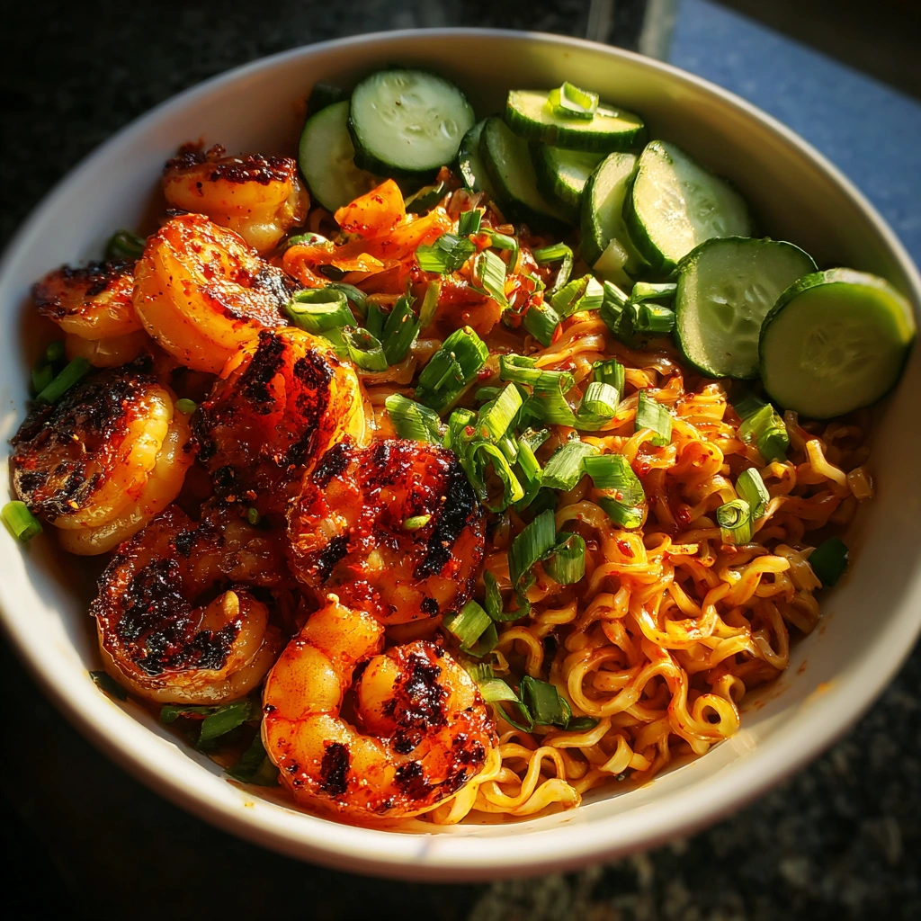 Gochujang Noodle Bowls with Grilled Shrimp