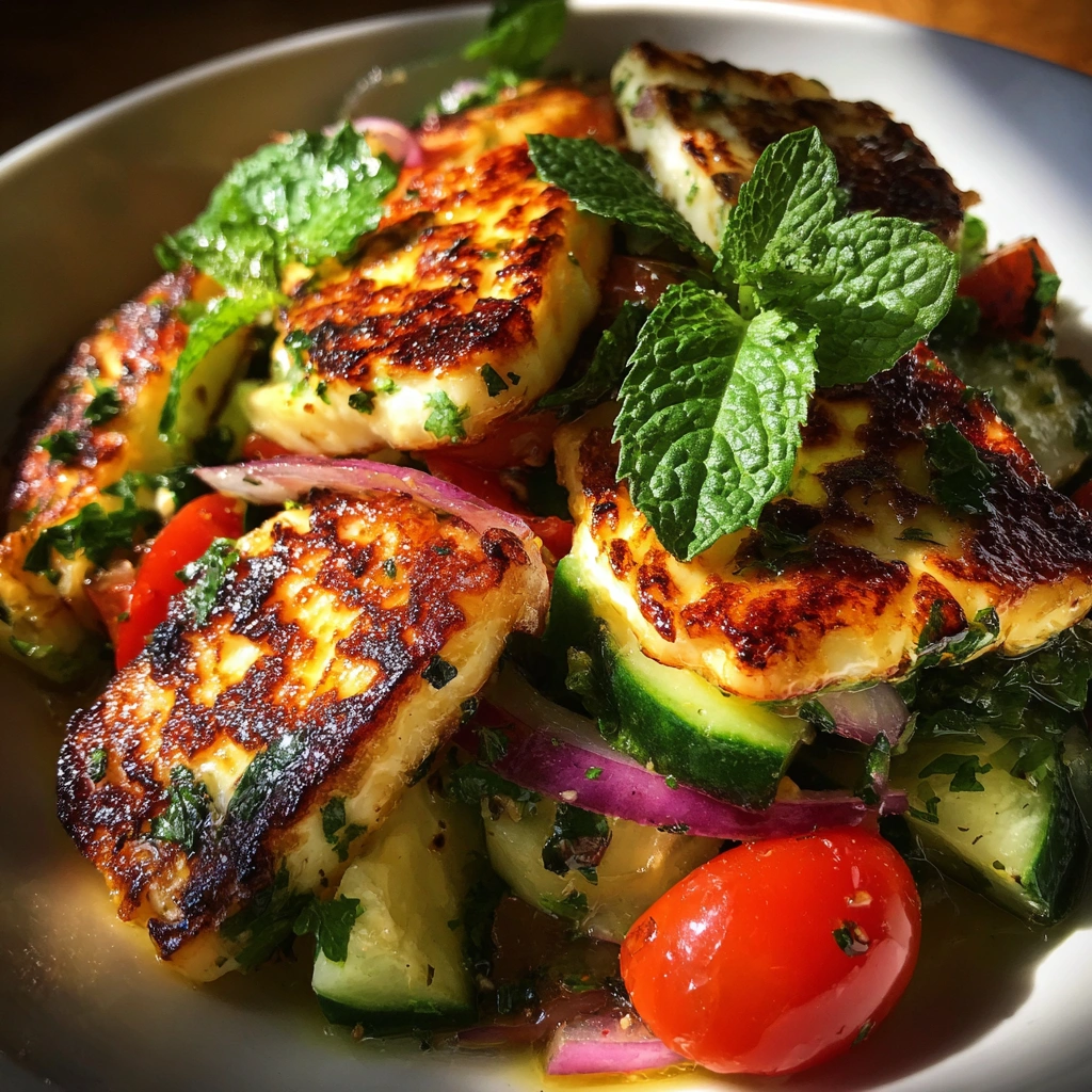 Grilled Halloumi and Cucumber Salad