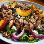 Grilled Peach Chicken Salad with Honey Balsamic Glaze