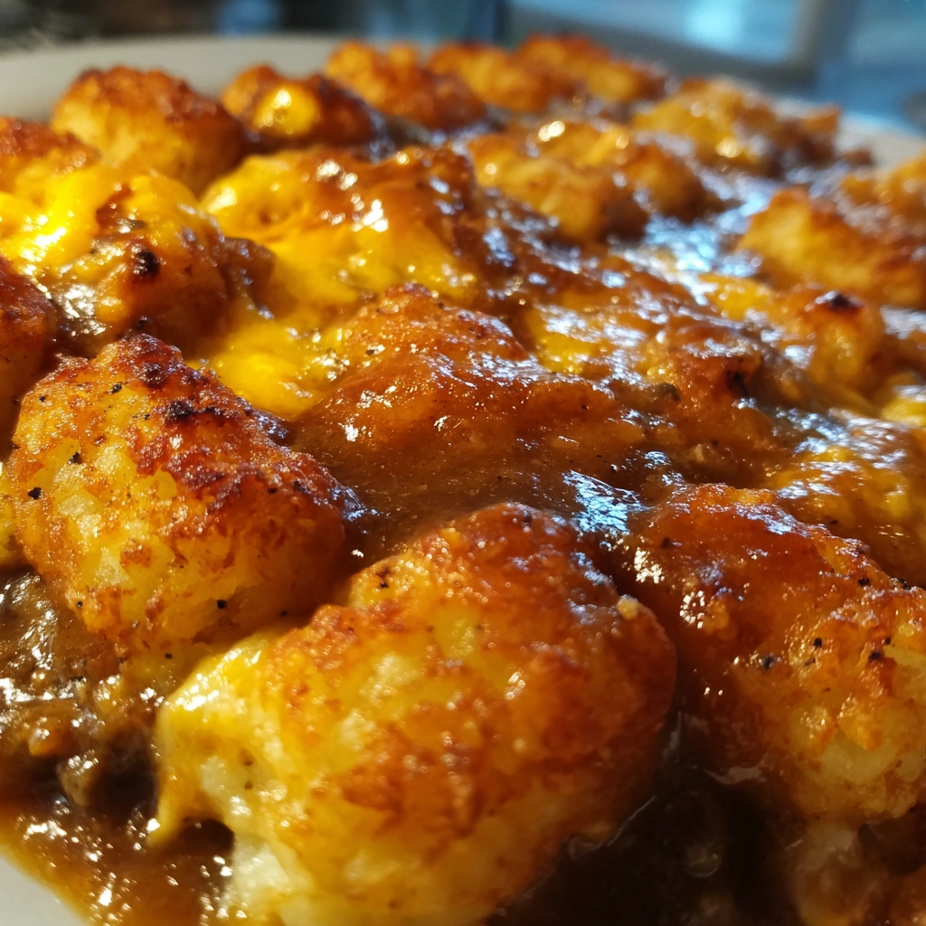 Hamburger Tater Tot Casserole with Gravy