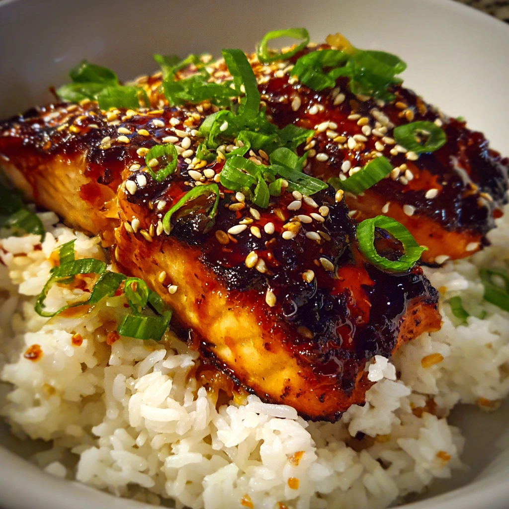 Honey Sriracha Baked Salmon Rice Bowl