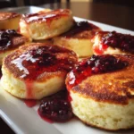 Japanese Soufflé Pancakes with Berry Drizzle
