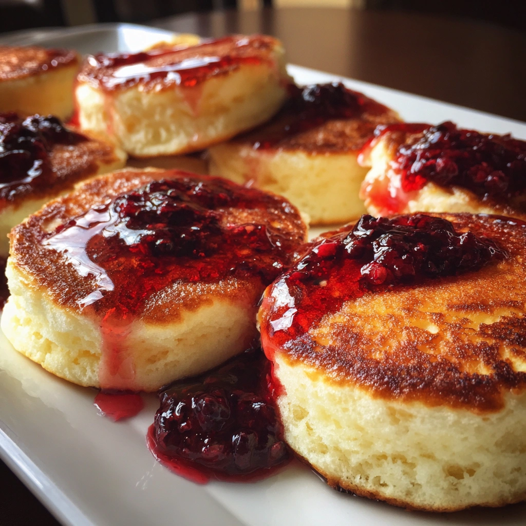 Japanese Soufflé Pancakes with Berry Drizzle