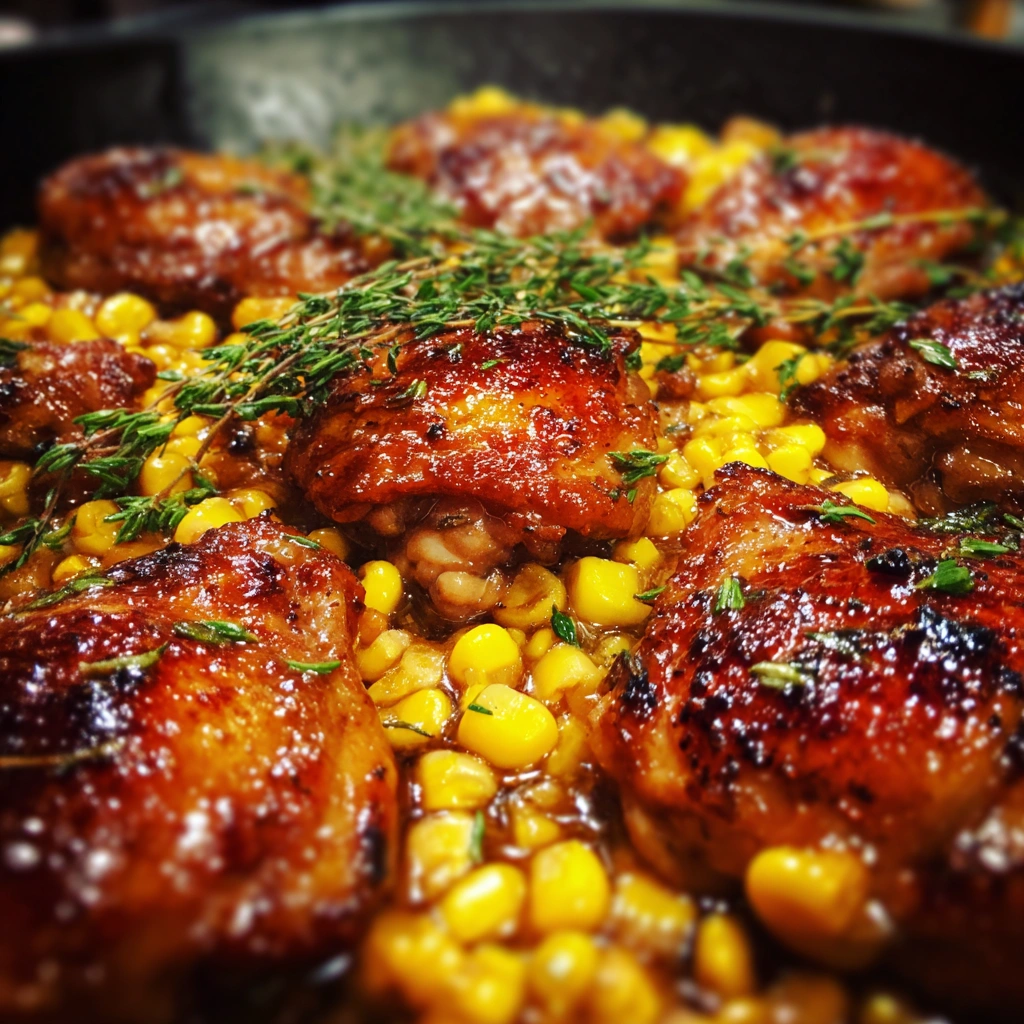 Maple Balsamic Chicken and Corn Skillet