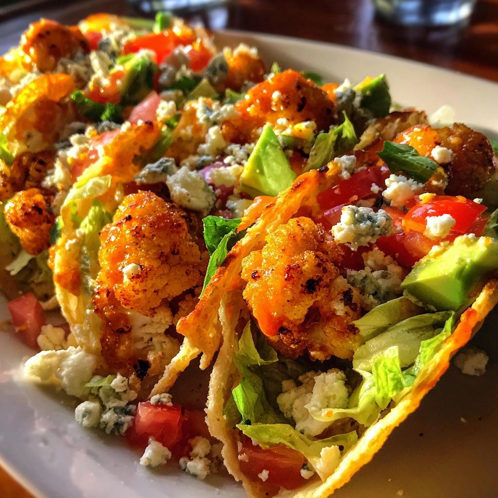 Mini Buffalo Cauliflower Taco Boats