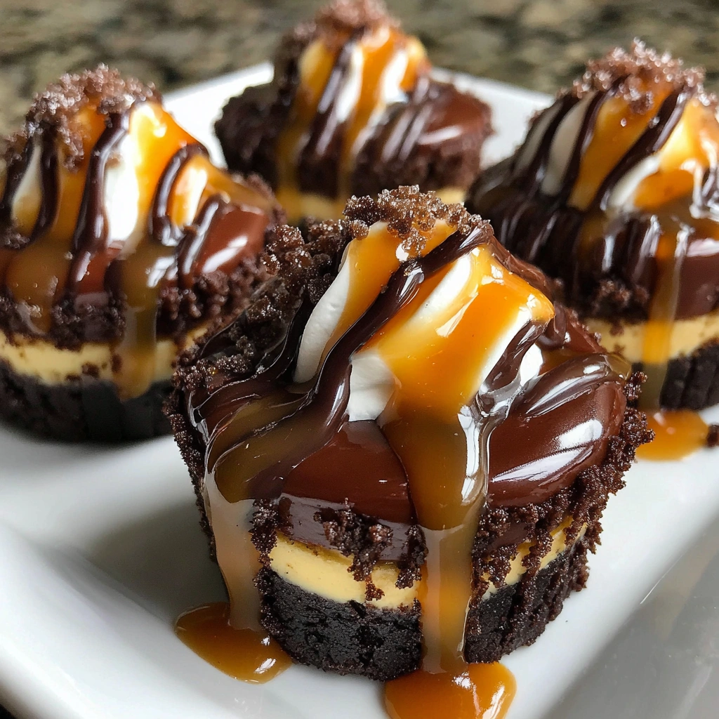 Mini Chocolate Caramel Cheesecake Bites